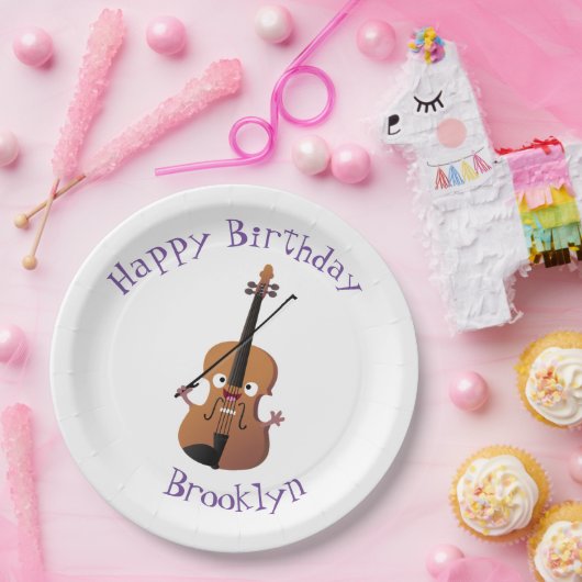 Niedliche lustige Violinmusikfigur Pappteller (Party)