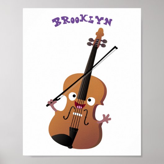 Niedliche lustige Violinmusikfigur Poster (Vorne)