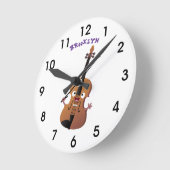 Niedliche lustige Violinmusikfigur Runde Wanduhr (Winkel)