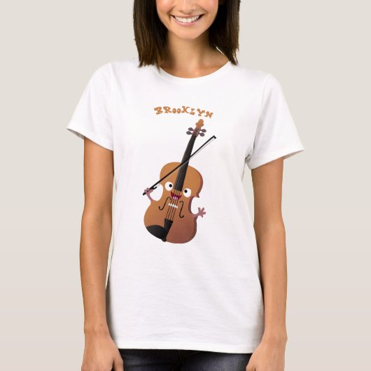 Niedliche lustige Violinmusikfigur T-Shirt (Vorderseite)