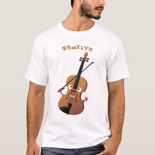 Niedliche lustige Violinmusikfigur T-Shirt (Vorderseite)