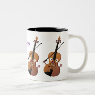 Niedliche lustige Violinmusikfigur Zweifarbige Tasse