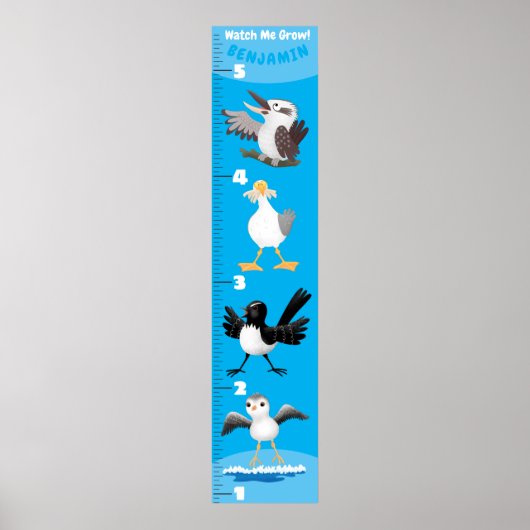 Niedliche lustige Vögel Cartoon-Wachstumsskizzen Poster (Vorne)