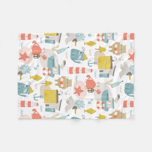 Niedliche lustige Wassertiere. Seeschwalbe Fleecedecke (Vorderseite (Horizontal))