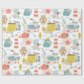 Niedliche lustige Wassertiere. Seeschwalbe Geschenkpapier (Flach)