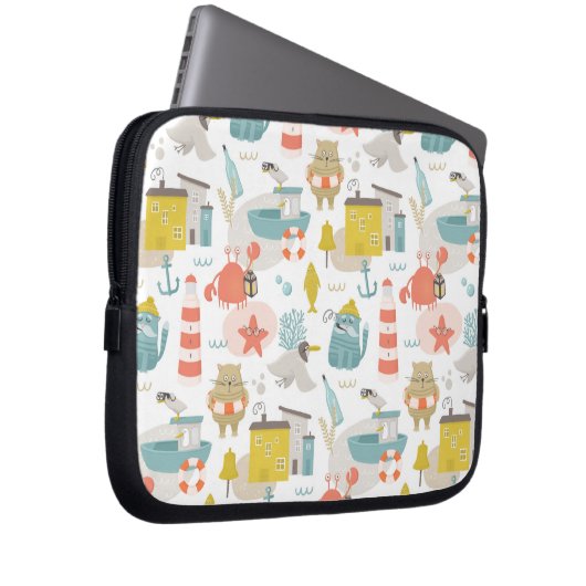 Niedliche lustige Wassertiere. Seeschwalbe Laptopschutzhülle (Vorne Rechts)