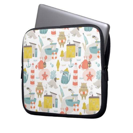 Niedliche lustige Wassertiere. Seeschwalbe Laptopschutzhülle (Vorderseite Links)