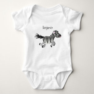 Niedliche lustige Zebra-Cartoon-Illustration Baby Strampler