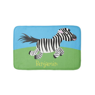Niedliche lustige Zebra-Cartoon-Illustration Badematte