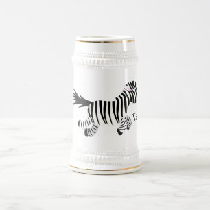 Niedliche lustige Zebra-Cartoon-Illustration Bierglas