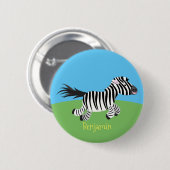 Niedliche lustige Zebra-Cartoon-Illustration Button (Vorne & Hinten)