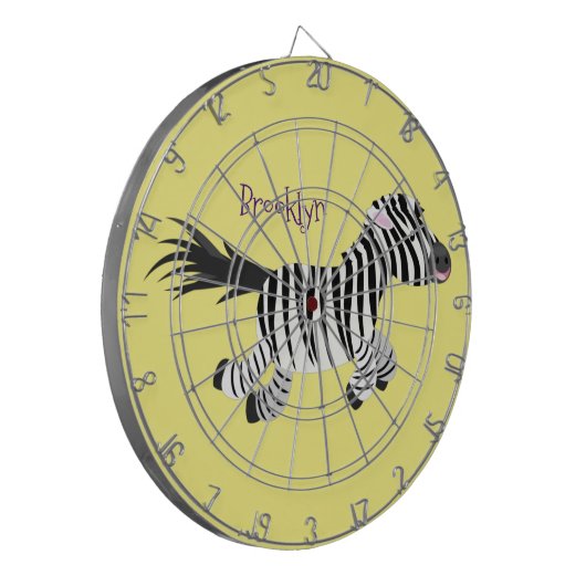 Niedliche lustige Zebra-Cartoon-Illustration Dartscheibe (Vorderseite Links)