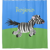 Niedliche lustige Zebra-Cartoon-Illustration Duschvorhang (Vorderseite)