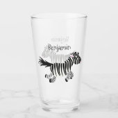 Niedliche lustige Zebra-Cartoon-Illustration Glas (Vorderseite)