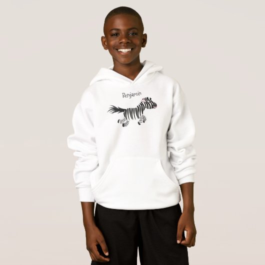 Niedliche lustige Zebra-Cartoon-Illustration Hoodie (Vorne ganz)