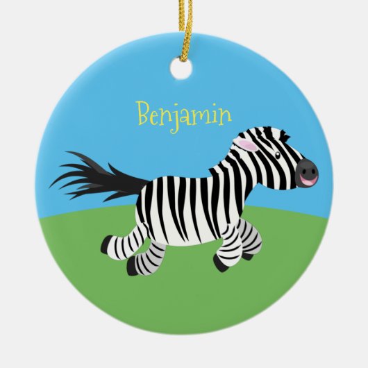Niedliche lustige Zebra-Cartoon-Illustration Keramik Ornament (Vorne)