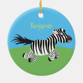 Niedliche lustige Zebra-Cartoon-Illustration Keramik Ornament (Hinten)