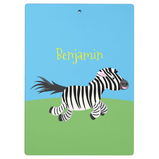 Niedliche lustige Zebra-Cartoon-Illustration Klemmbrett (Rückseite)