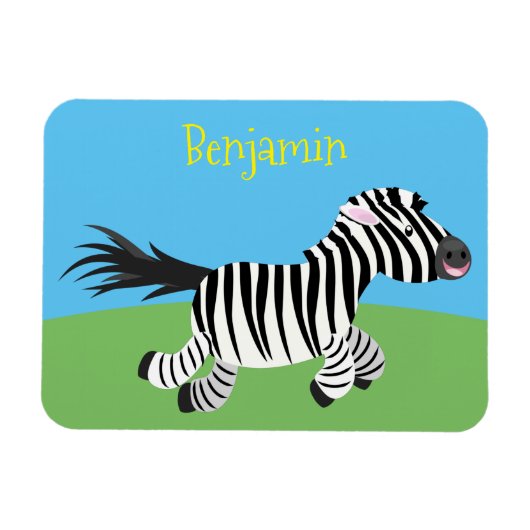Niedliche lustige Zebra-Cartoon-Illustration Magnet (Horizontal)