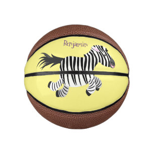 Niedliche lustige Zebra-Cartoon-Illustration Mini Basketball