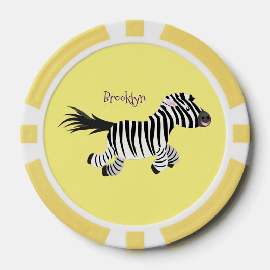 Niedliche lustige Zebra-Cartoon-Illustration Pokerchips (Vorderseite)