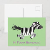 Niedliche lustige Zebra-Cartoon-Illustration Postkarte (Vorne/Hinten)