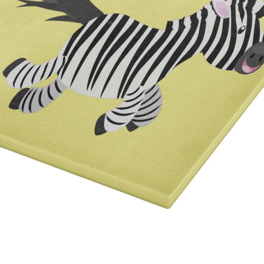 Niedliche lustige Zebra-Cartoon-Illustration Schneidebrett (Ecke)