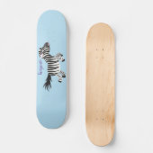 Niedliche lustige Zebra-Cartoon-Illustration Skateboard (Vorderseite)