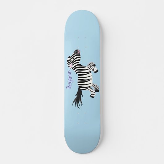 Niedliche lustige Zebra-Cartoon-Illustration Skateboard (Vorne)