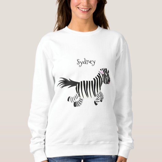 Niedliche lustige Zebra-Cartoon-Illustration Sweatshirt (Vorderseite)