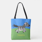Niedliche lustige Zebra-Cartoon-Illustration Tasche (Rückseite)