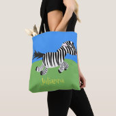Niedliche lustige Zebra-Cartoon-Illustration Tasche (Von Nahem)