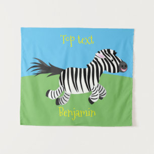 Niedliche lustige Zebra-Cartoon-Illustration Wandteppich