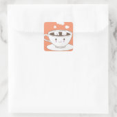 Niedliche lustige Zuckerwürfel in Kaffeetasse bade Quadratischer Aufkleber (Tasche)