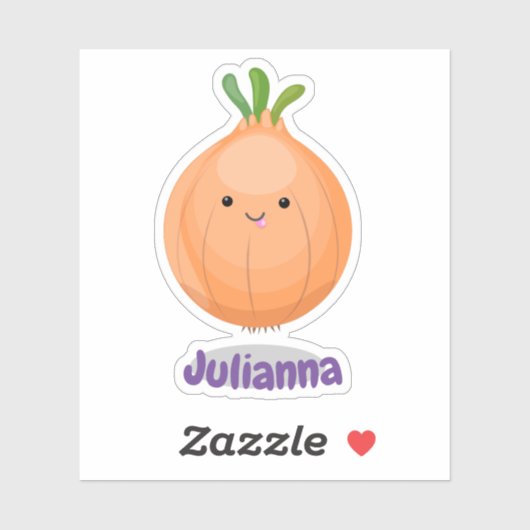 Niedliche lustige Zwiebelillustrierung des Cartoon Aufkleber (Blatt)