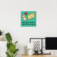 Niedliche Mac-Lieben Käse Custom Kids Name Poster