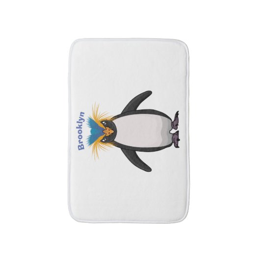 Niedliche Macaroni-Pinguin-Cartoon-Abbildung Badematte (Vorderseite Vertikal)