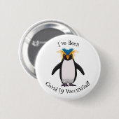 Niedliche Macaroni-Pinguin-Cartoon-Abbildung Button (Vorne & Hinten)