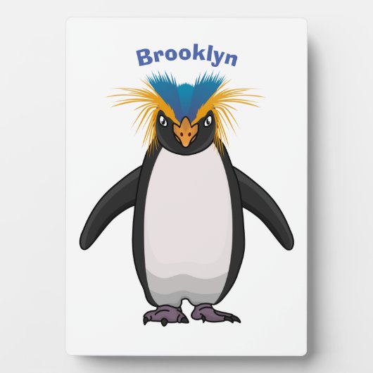 Niedliche Macaroni-Pinguin-Cartoon-Abbildung Fotoplatte (Vorderseite)