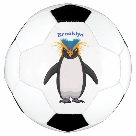 Niedliche Macaroni-Pinguin-Cartoon-Abbildung Fußball (Vorderseite)