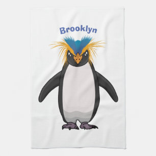 Niedliche Macaroni-Pinguin-Cartoon-Abbildung Geschirrtuch