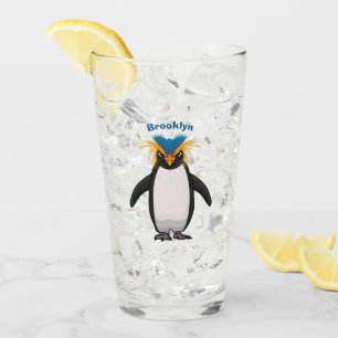 Niedliche Macaroni-Pinguin-Cartoon-Abbildung Glas