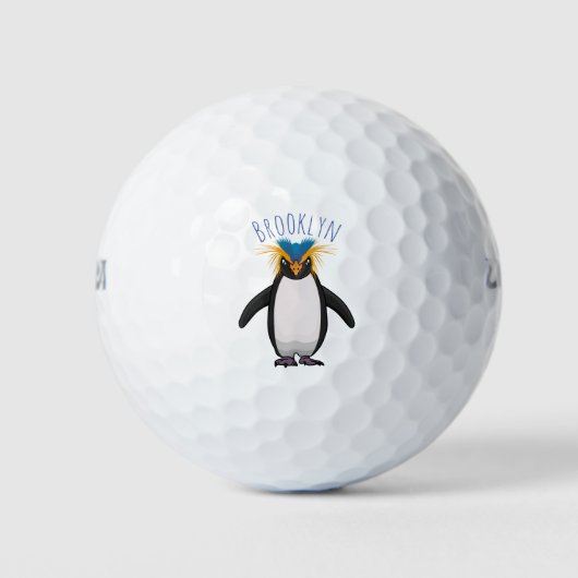 Niedliche Macaroni-Pinguin-Cartoon-Abbildung Golfball (Vorderseite)