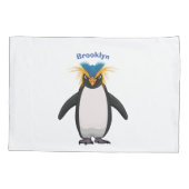 Niedliche Macaroni-Pinguin-Cartoon-Abbildung Kissenbezug (Rückseite)