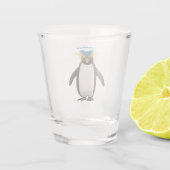 Niedliche Macaroni-Pinguin-Cartoon-Abbildung Schnapsglas (Rückseite)