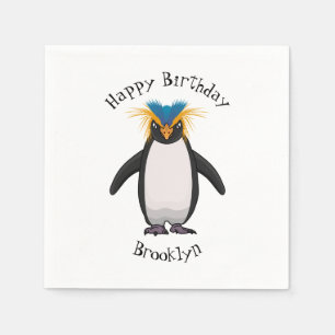 Niedliche Macaroni-Pinguin-Cartoon-Abbildung Serviette