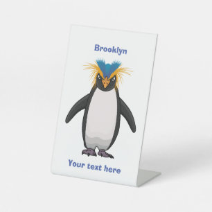 Niedliche Macaroni-Pinguin-Cartoon-Abbildung Sockelschild