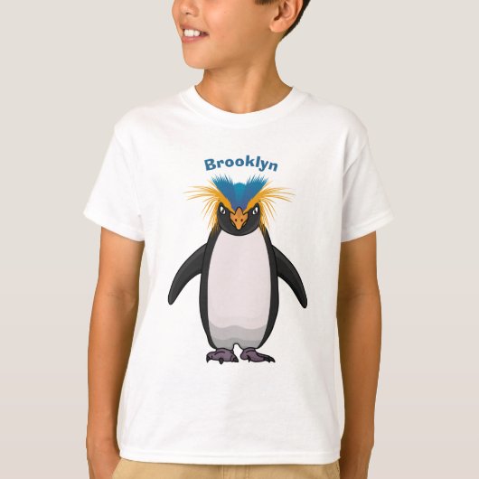 Niedliche Macaroni-Pinguin-Cartoon-Abbildung T-Shirt (Vorderseite)