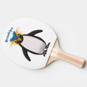 Niedliche Macaroni-Pinguin-Cartoon-Abbildung Tischtennis Schläger (Seitenansicht)