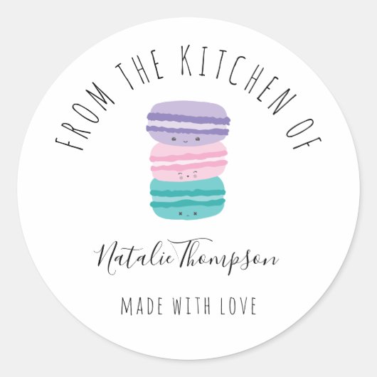 Niedliche Macarons aus der Küche des selbst geback Runder Aufkleber (Vorderseite)